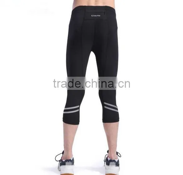 Wholesale Summer Men's Lycra 3/4 Running Pants With Zipper Pocket photo-2