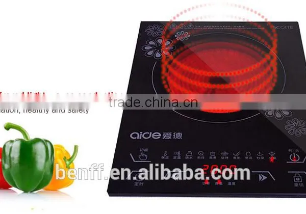 Black Plastic Body Electric Ceramic Cooktops Portable Travel Electric Halogen Cooker photo-3