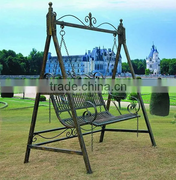 Antique Metal Long Swing Hanging Chair for Indoor Outdoor Decoration photo-3