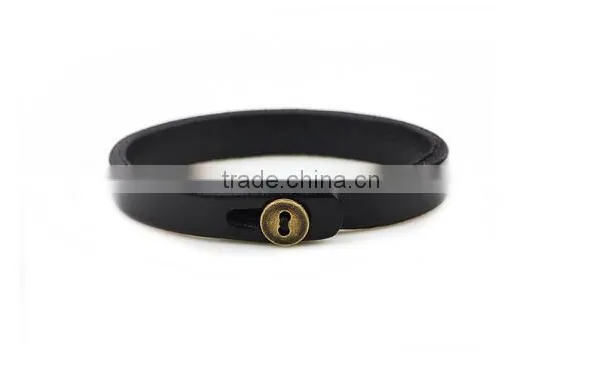 >>New Arrival Classic Plain Leather Bracelet,button Leather Bracelet// photo-2