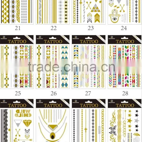 Metallic Gold Silver Black Jewelry Temporary Bling Tattoo photo-4