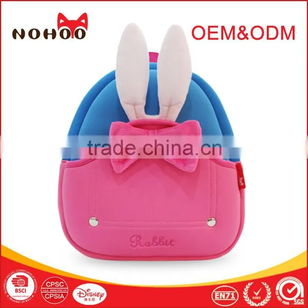 Kawaii Pink Rabbit Neoprene Waterproof Mini Kids School Bag Backpack Bags For Baby Girls photo-5
