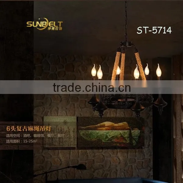 ST-5714 Sunbelt Six Hemp Rope Chandelier ,Europe Castle Chandelier,Candlestick Chandelier photo-2