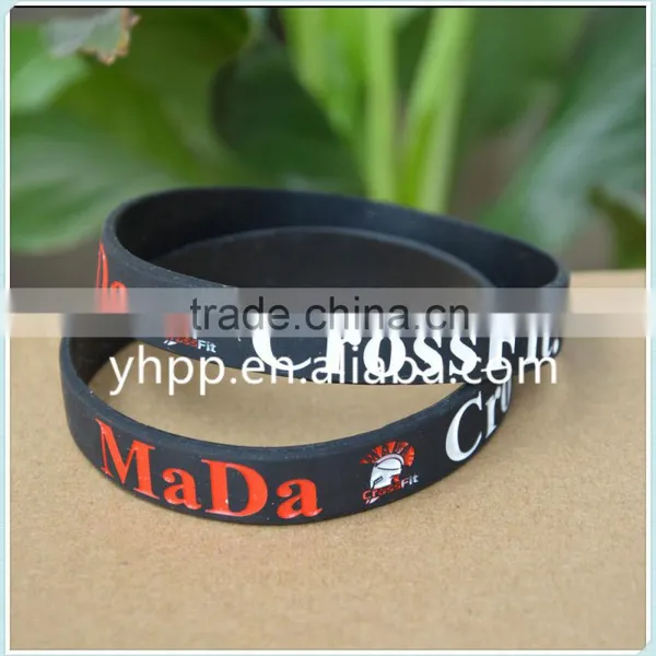 Personalized Logo Mada Crossfit Silicone Rubber Wristband Bracelet Quality Choice photo-2