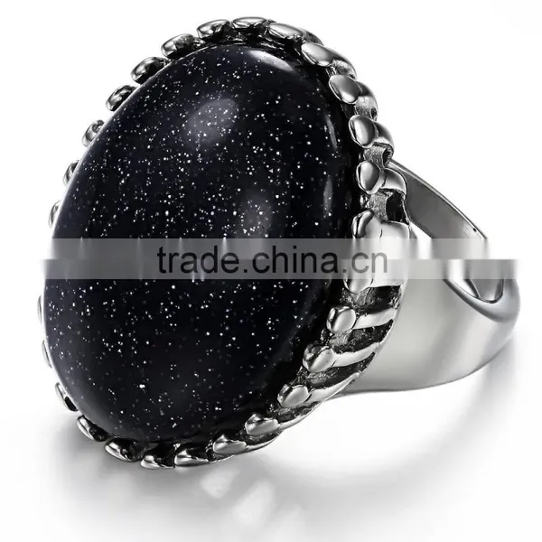 Cheap Wholesale Men Stainless Steel Turquoise Stone Ring photo-2