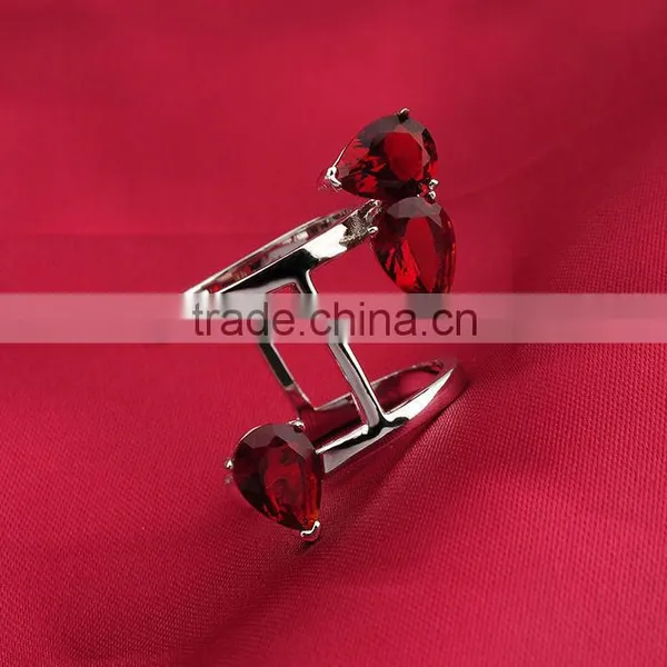 Red CZ Stone Knuckle Midi Rings photo-4
