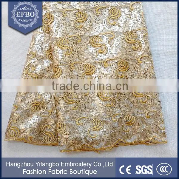 2016 Good Price Gold Color Tricot Mesh Netting Fabric For Wedding Dress