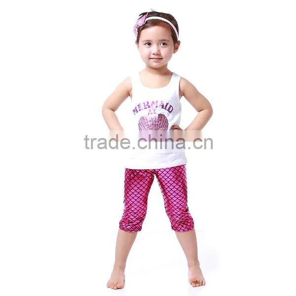 Children Clothes 2016 Summer Girls Boutique Clothing Sexygirl Mermaid Dress With Scale Shorts photo-2