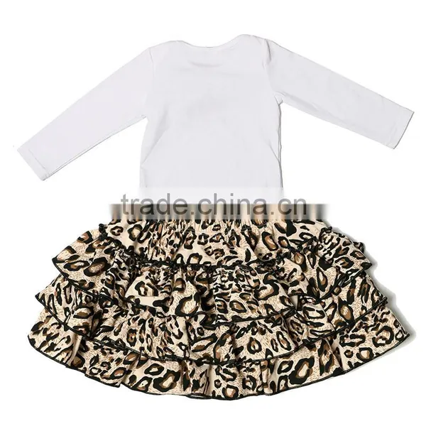 2016 New Design Boutique Clothing for 0-24 Monthsinfants 2 Pieces White Long Sleeve Top and Ruffle Skirt Sets photo-2