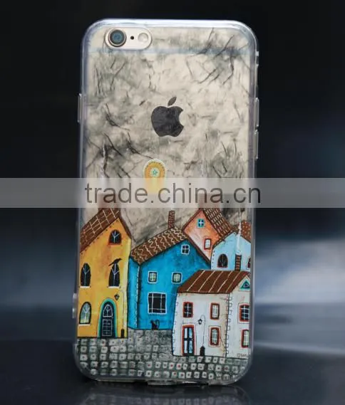 PC TPU 3D UV Printing Flower Europe Town For Galaxy Iphone 6