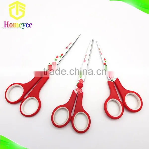 Favorable Red Handle Flower Painting Office Scissors School Scissors Student Scissors Paper Cutting Scissors photo-2