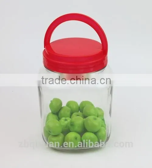 1000ml Square Glass Storage Jar and Plastic Handle Lid