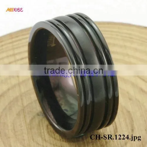 Fashion Ring Jewelry Rotating Grooves Surface Black MENS TITANIUM RINGS photo-5