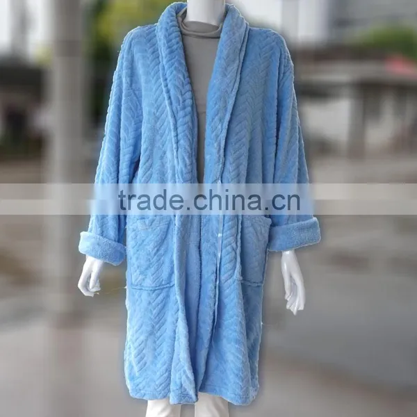 Design High Quality Super Soft Home Couples Robe Coral Fleece Bathrobe With Zipper photo-2