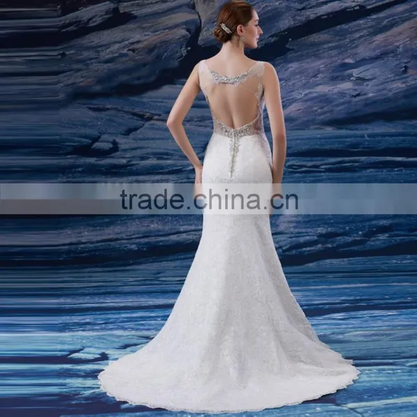 2016 Lace Applique Sweep Train Mermaid Wedding Gowns Wedding Lacha Photos photo-2