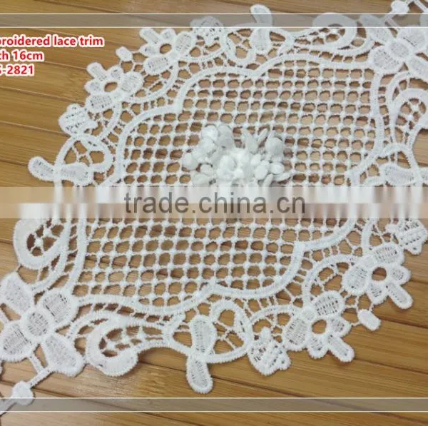 White Color Embroidered Lace Trim photo-2