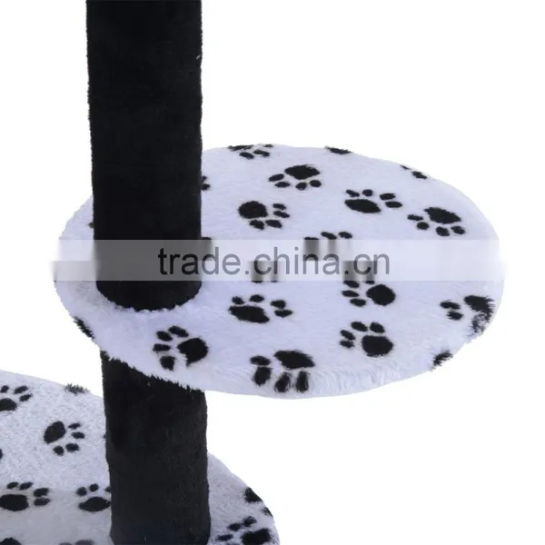 PawHut 60" Multilevel Cat Tree Condo - Beige/Brown Dots photo-5