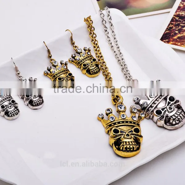 Hiphop Imitation Jewelry Hot Sale Halloween Necklace Punk Skull Pendant Statment Necklace Sweater Chain photo-4