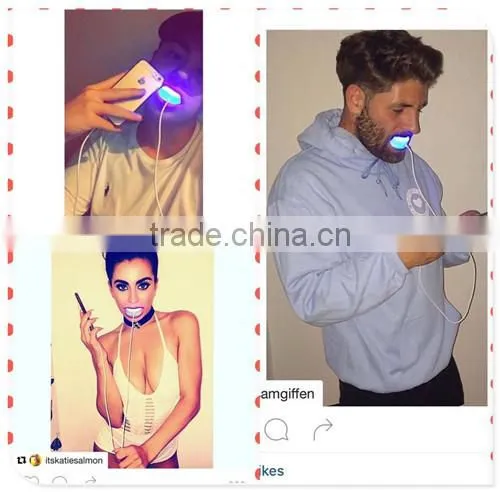 Teeth Whitening Kit 44% Carbamide Peroxide Teeth Whitening Gel and Whitening Light w/ 3 Adapters (iPhone, Android/USB)