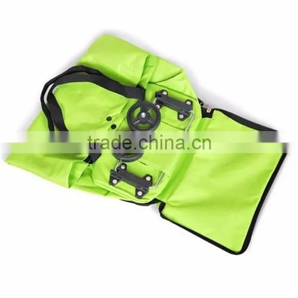 Made of Canvas in Green Reusable Folding Trolley Shopping Bag photo-4