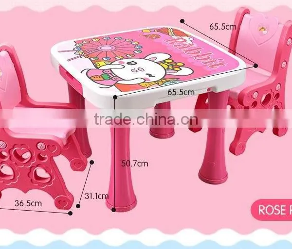 Popular Design Children's Plastic Furniture Kids Adjustable Study Writing Table and Chairs Set photo-2