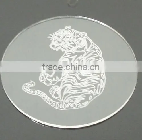 Round Acrylic Transparent Coaster With White Printed