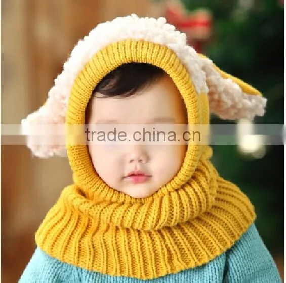 Siamese Puppy Scarf Winter New Baby Hat Wool Hat Winter Hat Hot Sale Beanie Hat Hooded Scarf Earflap Knit Cap photo-2