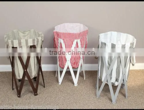 Home Decorators Hot Sale Wood Frame Round Clothes Laundry Hamper photo-3