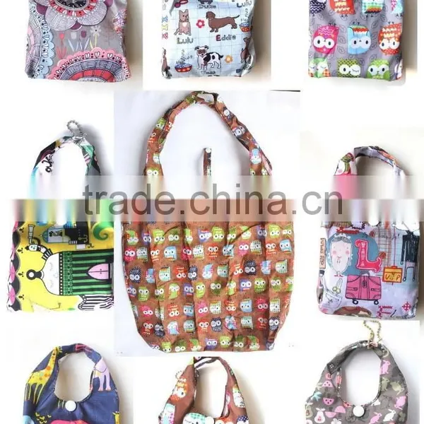 Wholesale Reusable Foldable Portable Folding Tote Shoulder Shopping Bag With Small Pouch photo-2
