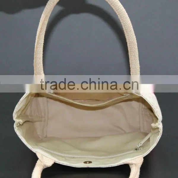 2017 Best Canvas Printed Tote Bag With Padded Rope Handle photo-5