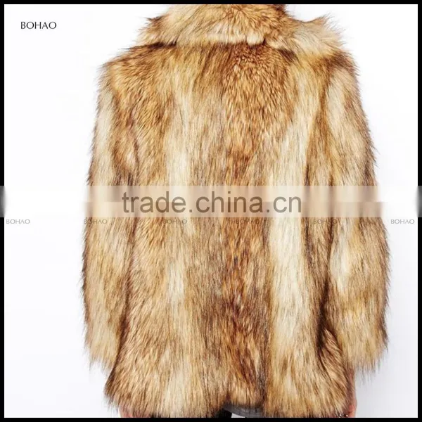 Hot Sale Outdoor Women Winter Fake Fur Jacket With Fuax Fur Big Collar photo-4