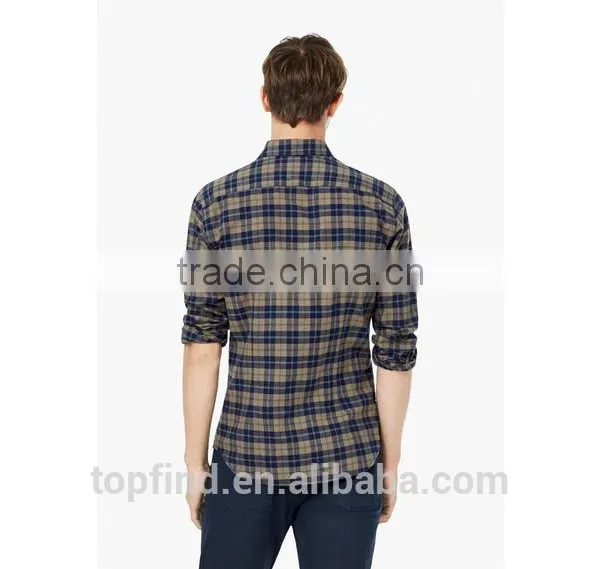 Classic Collar Cotton Slim Fit Check Flannel Shirt for Young Man photo-2