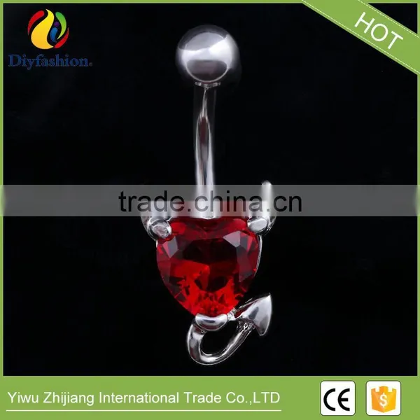 Plastic Heart Shape CZ Navel Ring Made in China photo-6