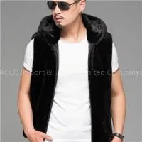 Fashion Winter Faux Mink Fur Leather Vest Men Sleeveless Waistcoat Vest Sport Casual Hoodies Jacket