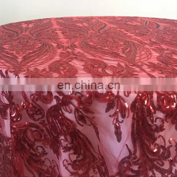 TC227A New Red Sequin Fabric Moroccan Home Sense Tablecloth for Restaurant photo-2