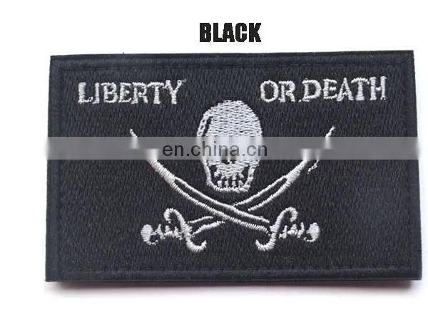 LIBERTY OR DEATH Embroidery Patch, Create a Patch Custom Death Embroidery Patches Iron On/vecro Backing Embroidered Round Skull