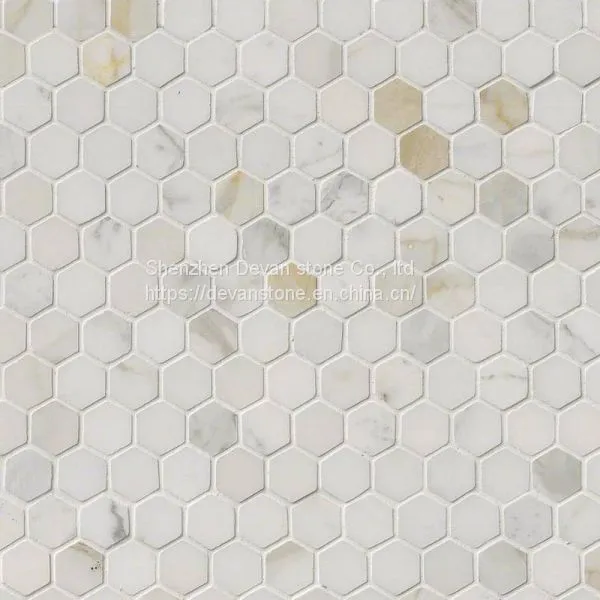 Hexagon Mosaic Calacatta Gold Bathroom Marble Mosaic photo-5
