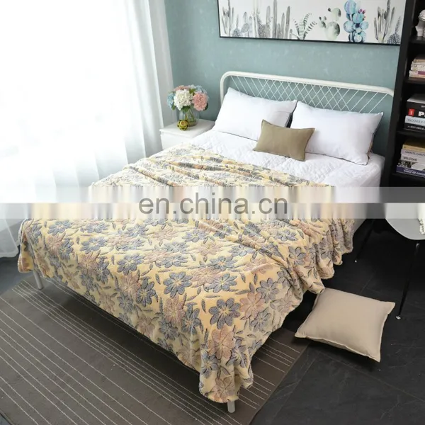 100% Polyester 3D Flower Printed Flannel Fleece Blanket