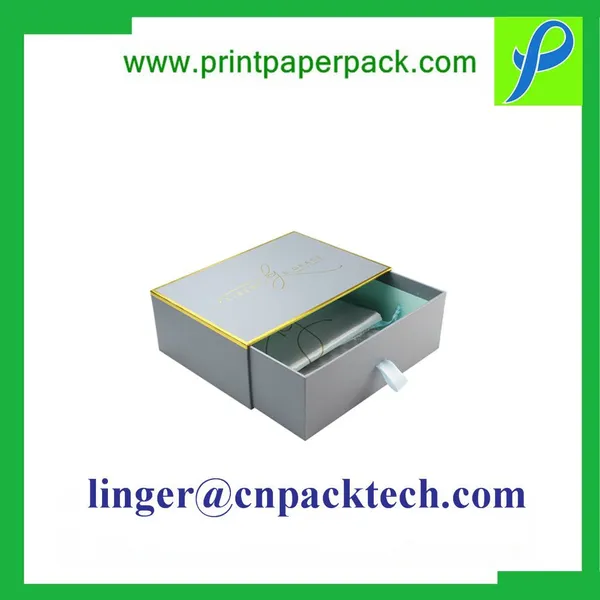 Rigid Drawer Style Cosmetic Deep Blue Paper Cardboard Gift Box photo-3