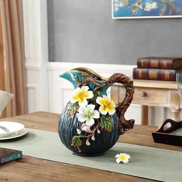 Firm Creative Unique Fashion Sculpture Large Green Ceramic Flower Vase For Study Decor photo-2