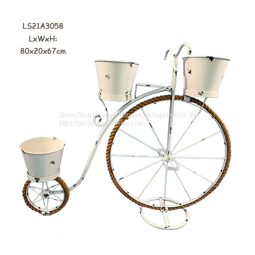 Antique Indoor and Outdoor Wrought Iron Bicycle Planter photo-4