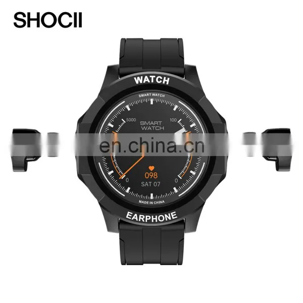 N15 Fashion Dual Headset Talk Heart Rate Blood Pressure Monitoring Local Music BT Calling Wireless Earphone 2in1 Smart Watch photo-4