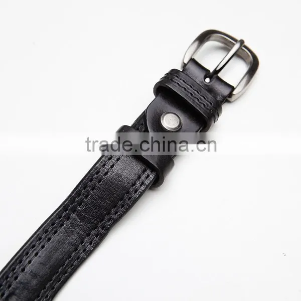 High Quality Black Genuine Cowhide Leather Slim and Adjustable Waist Belt for Women for Men photo-4