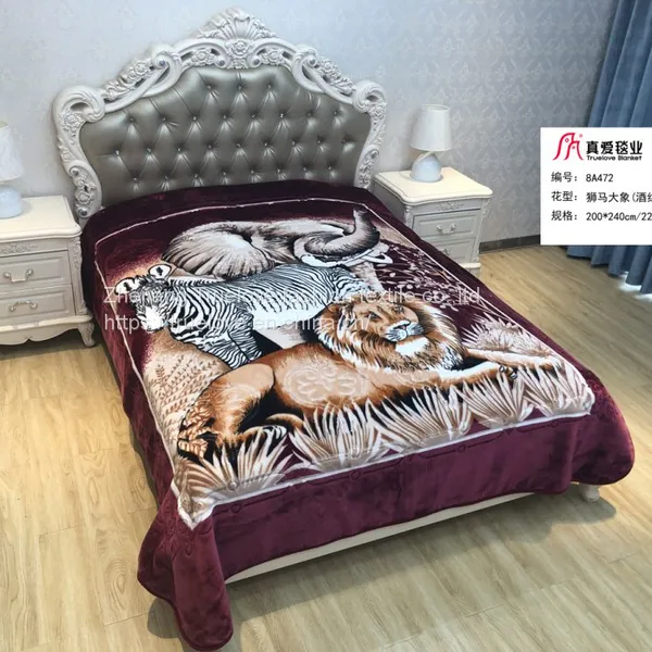 Truelove Lion Animal Pet Gift Flower Korean Mink Polyester Raschel Winter Bed Blanket