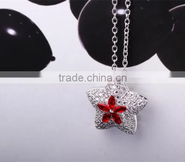 Latest Trend Cocktail Party Colorful Red Cubic Zirconia Star Fancy Jewellery Set photo-3