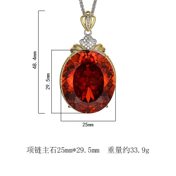 Hundred Cut Oval Pendant Necklace Sparkling 25*30mm Big Egg 5A Grade Stone With 55cm Neck Chain Fashion Jewelry Accessories photo-4