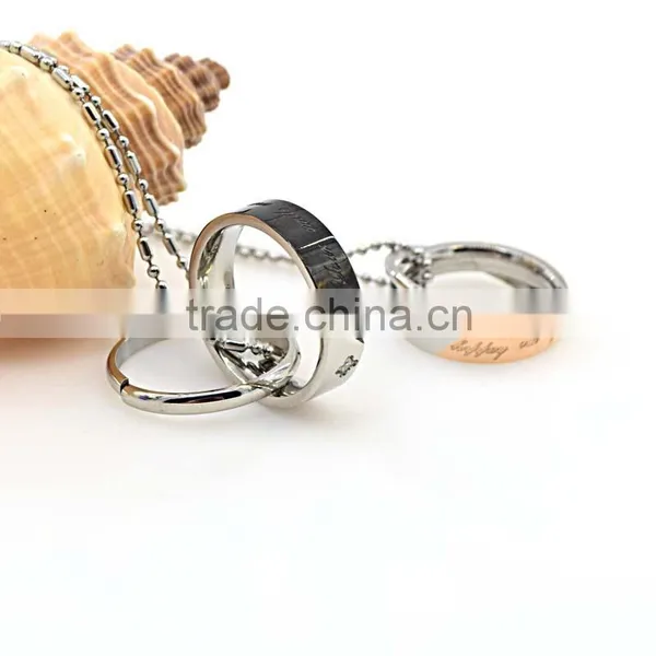 Fashion Silver and Gold Plated Stainless Steel Double Rings Jewelry Pendant Supplier's Choice photo-2