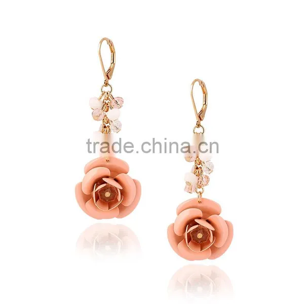 Popular Style Fashion Crystal Colored Enamel Earrings Real Flower Earrings photo-3