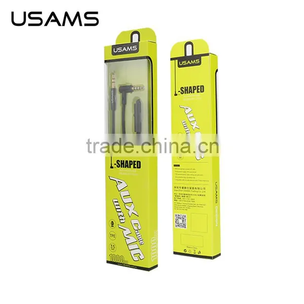 USAMS SJ064 L Shaped Aux Cable With MIC For Universal Mobile Phone 1m Stereo Audio Cable for Speaker photo-4