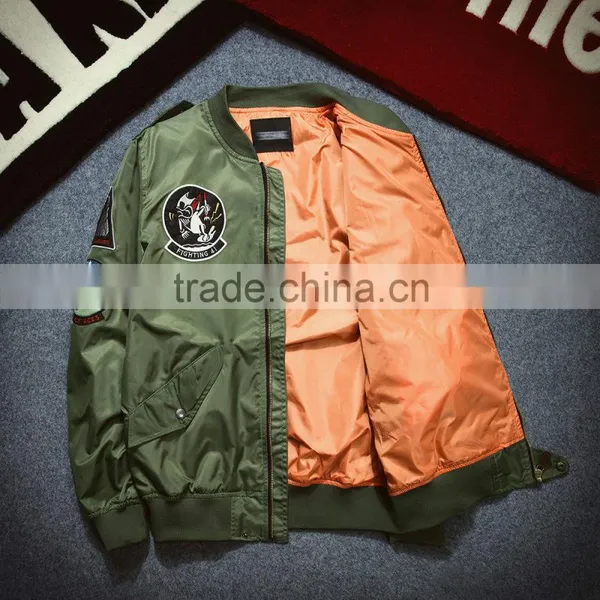 2016 Fashion Quality Embroidered Baseball Jacket for Men's Military Air Force Bomber Jacket Wholesale photo-3